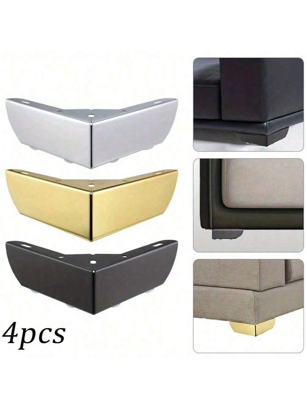 4 Pcs Durable Heavy-Duty Load-Bearing Metal Cabinet Legs, Three-Prong Triangular Sofa Legs, DIY Furniture Hardware Legs