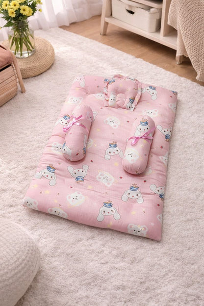 4 Pcs Muslin Bedding Set for 0 to 6 Months - Pink Tea