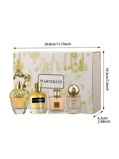 4-Piece Set Of Elegant And Fresh-Scented Ladies' Perfumes. The Fragrance Is Rich And Fragrant, Featuring A Blend Of Elegant Floral And Fruity Scents, And It Lasts For A Long Time. It Is An Excellent C