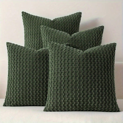 4 Soft Velvet Modern Double-Sided Design Sofa Pillowcases, Office Chair Backrest Pillowcases, Bedside Cushion Covers, And Machine-Washable Sofa And Bed Decorative Cushion Covers
