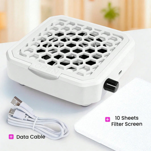 4000RPM Adjustable Suction Nail Dust Collector With 10 Filter Pads, Shiny Nail Sequin Powder Collector, Professional Nail Art Tool For Acrylic Nails, 2 Styles Available- Christmas & Valentine's Day G