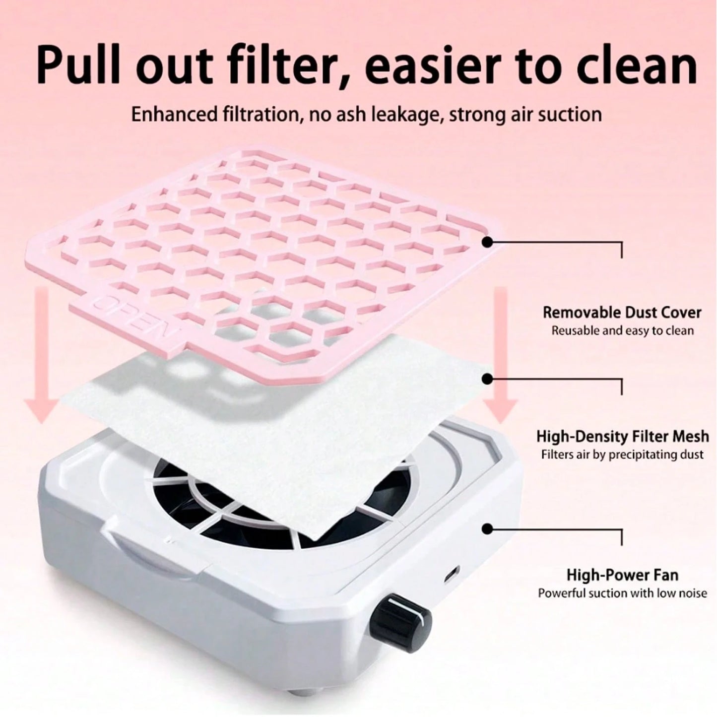 4000RPM Adjustable Suction Nail Dust Collector With 10 Filter Pads, Shiny Nail Sequin Powder Collector, Professional Nail Art Tool For Acrylic Nails, 2 Styles Available- Christmas & Valentine's Day G
