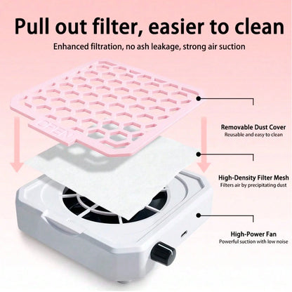 4000RPM Adjustable Suction Nail Dust Collector With 10 Filter Pads, Shiny Nail Sequin Powder Collector, Professional Nail Art Tool For Acrylic Nails, 2 Styles Available- Christmas & Valentine's Day G