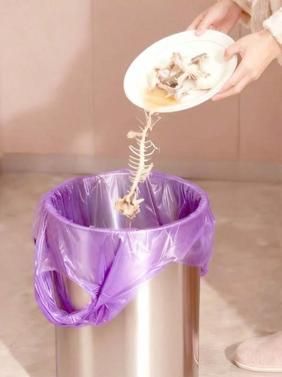 40pcs Lavender Scented Kitchen Trash Bags, T-Shirt Style Extra Thick & Leak-Proof Garbage Bags, Strong Purple Large Household Waste Bags For Bathroom, Office & Car, Daily Home Cleaning Essential
