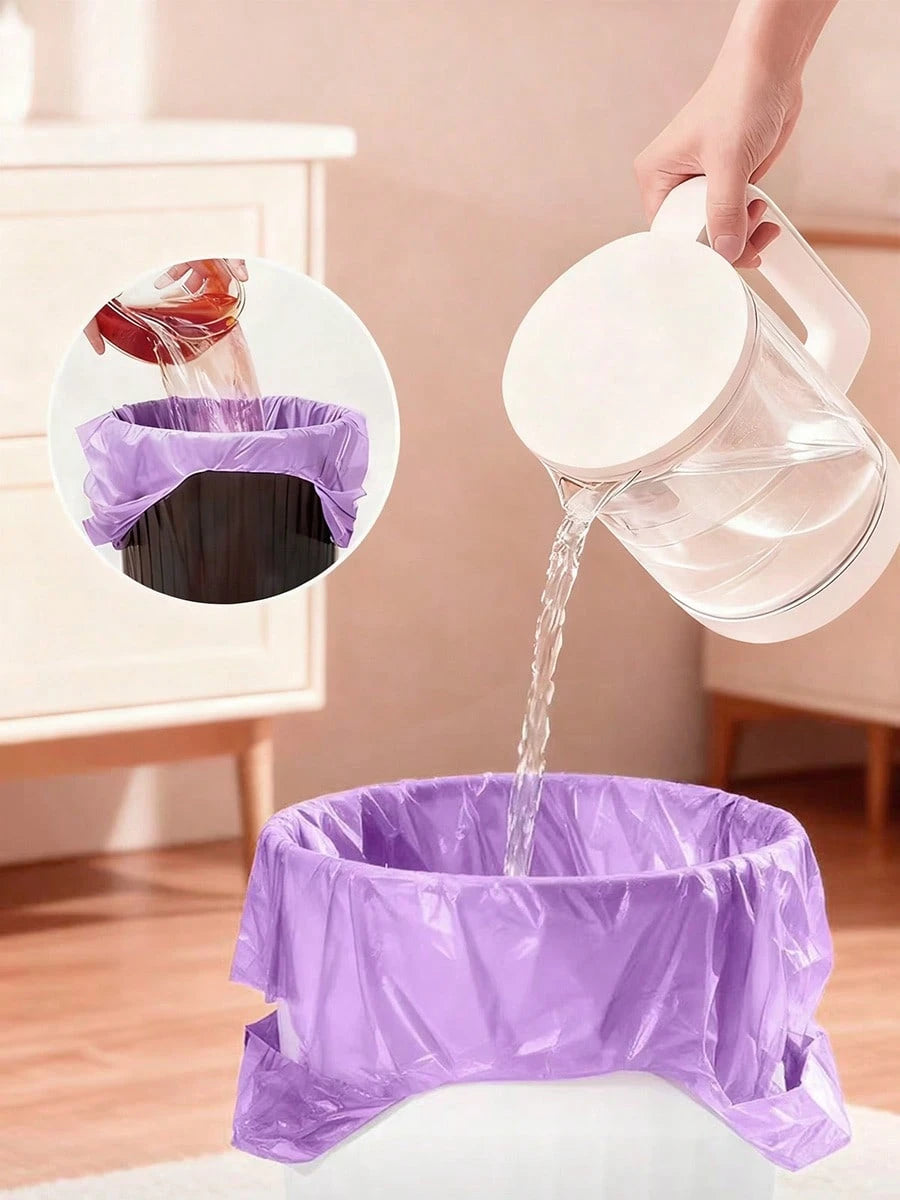 40pcs Lavender Scented Kitchen Trash Bags, T-Shirt Style Extra Thick & Leak-Proof Garbage Bags, Strong Purple Large Household Waste Bags For Bathroom, Office & Car, Daily Home Cleaning Essential