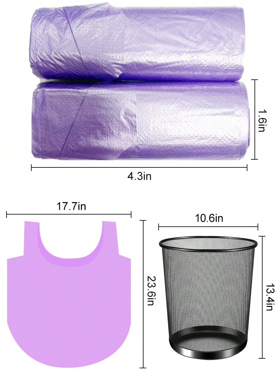 40pcs Lavender Scented Kitchen Trash Bags, T-Shirt Style Extra Thick & Leak-Proof Garbage Bags, Strong Purple Large Household Waste Bags For Bathroom, Office & Car, Daily Home Cleaning Essential
