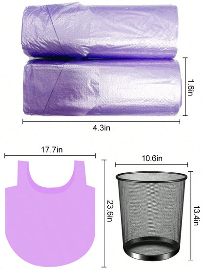 40pcs Lavender Scented Kitchen Trash Bags, T-Shirt Style Extra Thick & Leak-Proof Garbage Bags, Strong Purple Large Household Waste Bags For Bathroom, Office & Car, Daily Home Cleaning Essential