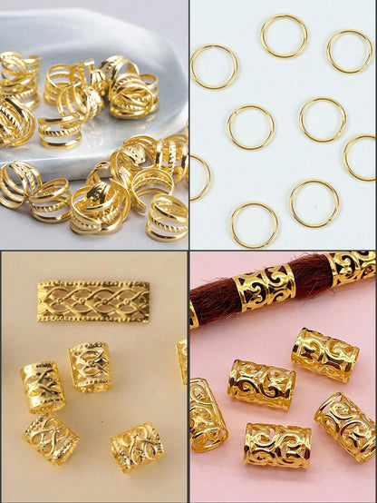 40pcs/Set Mixed Shapes Dreadlock Hair Ties, Suitable For Braiding Hairstyles, Adjustable Hair Bands For All Seasons