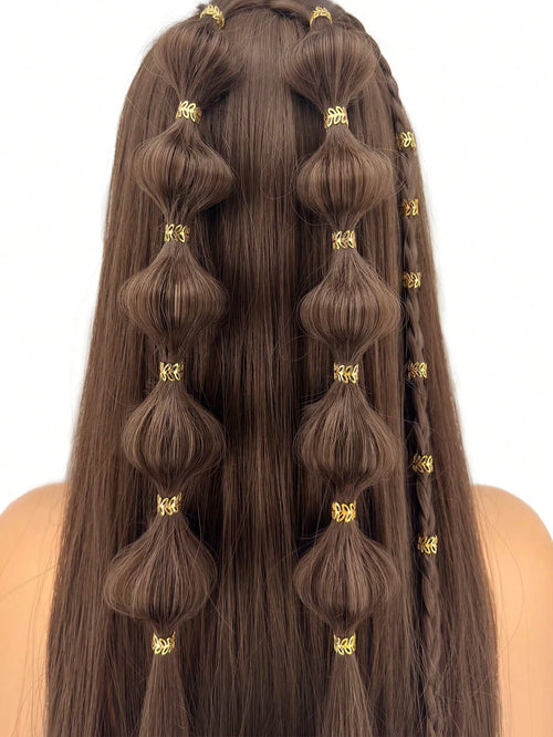 40pcs Vine Shaped Metal Hair Braiding Rings, Vintage Hair Accessories Suitable For Girl Braiding Hair, Summer Hair Decor