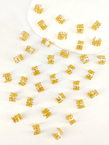 40pcs Vine Shaped Metal Hair Braiding Rings, Vintage Hair Accessories Suitable For Girl Braiding Hair, Summer Hair Decor