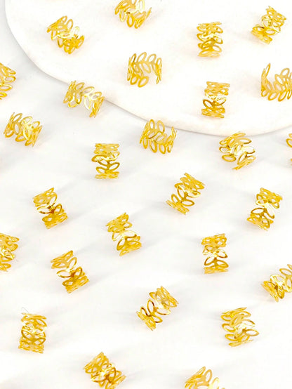 40pcs Vine Shaped Metal Hair Braiding Rings, Vintage Hair Accessories Suitable For Girl Braiding Hair, Summer Hair Decor