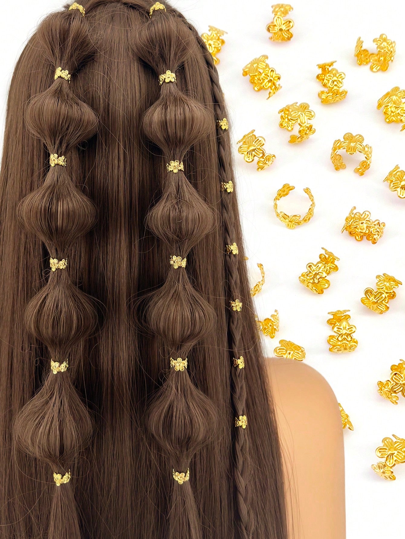 40pcs Vine Shaped Metal Hair Braiding Rings, Vintage Hair Accessories Suitable For Girl Braiding Hair, Summer Hair Decor