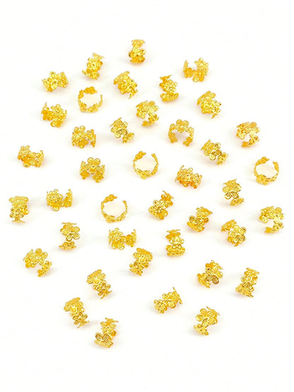 40pcs Vine Shaped Metal Hair Braiding Rings, Vintage Hair Accessories Suitable For Girl Braiding Hair, Summer Hair Decor