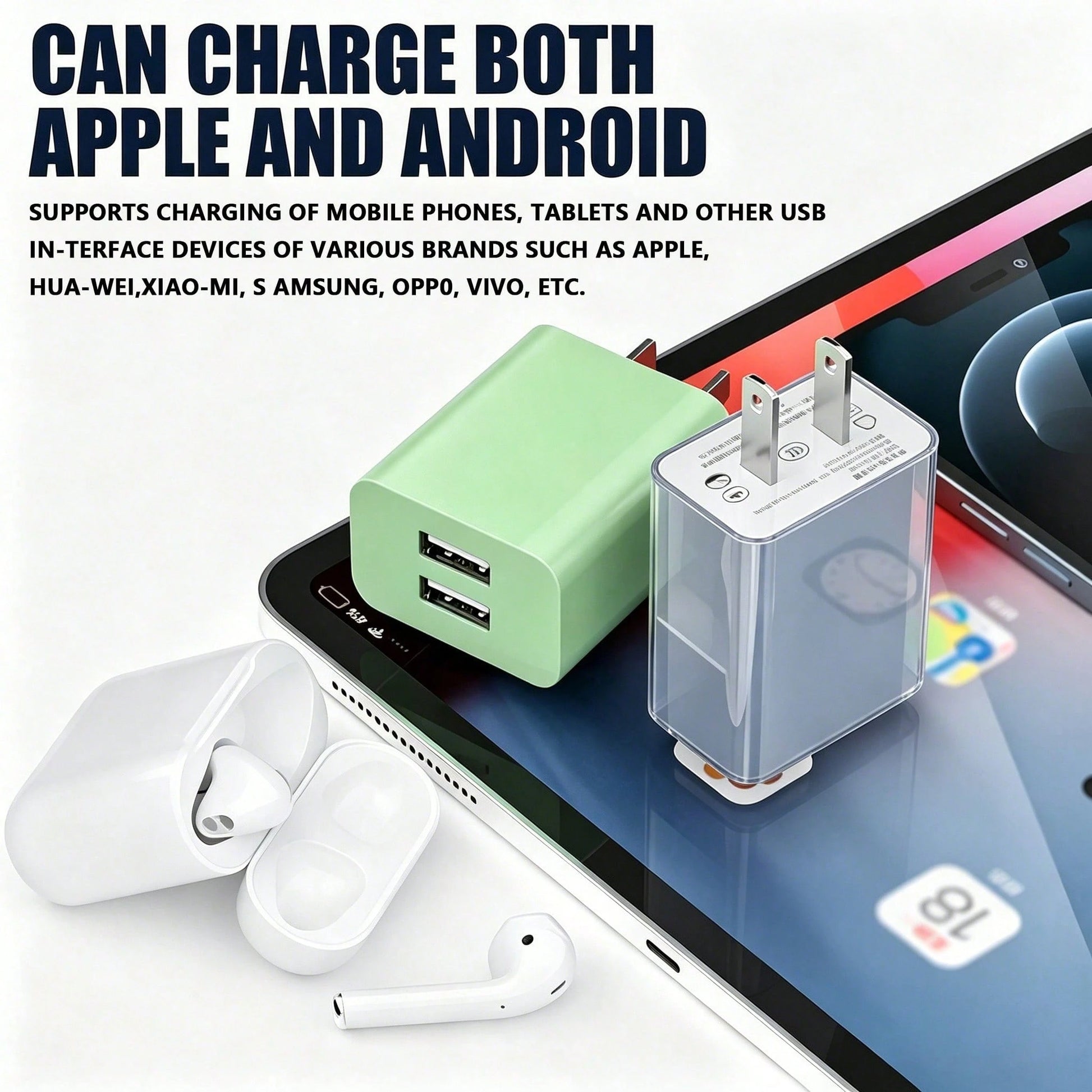 40W Dual‑USB Wall Charger Adapter For Fast Charging, Dual‑Port Plug With US Plug. Compatible With IPhone 17/16/15/14/13/12/11 Pro Max/XS/X/SE 2022 And. Wall‑Mount Charger For Android Phones, Great Fo