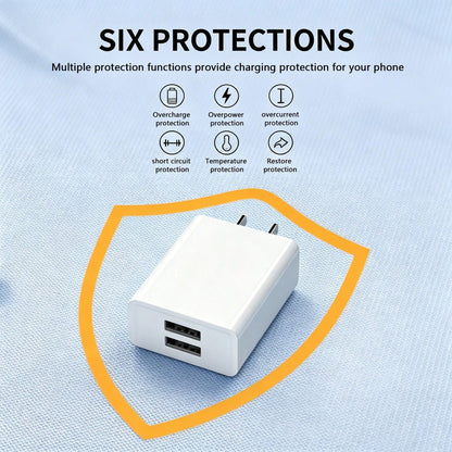 40W Dual‑USB Wall Charger Adapter For Fast Charging, Dual‑Port Plug With US Plug. Compatible With IPhone 17/16/15/14/13/12/11 Pro Max/XS/X/SE 2022 And. Wall‑Mount Charger For Android Phones, Great Fo