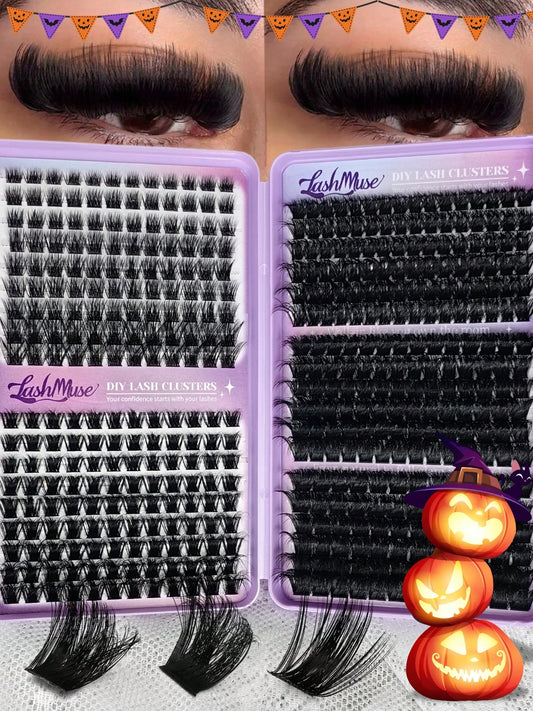 432 Clusters Spiky Style Eyelashes, European And American Style, D/DD Curl Design, 8-16mm Mixed Length, 3D Cluster Lashes For Free Combination, DIY Personalized Eye Makeup, Saves Makeup Time. Faux Min