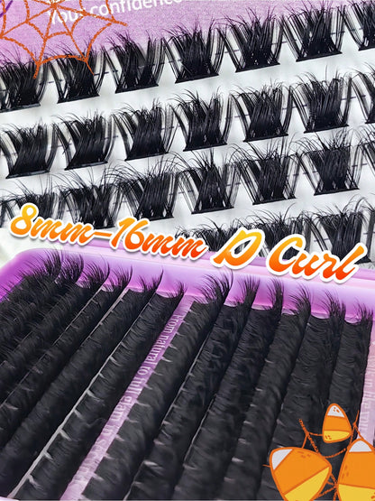 432 Clusters Spiky Style Eyelashes, European And American Style, D/DD Curl Design, 8-16mm Mixed Length, 3D Cluster Lashes For Free Combination, DIY Personalized Eye Makeup, Saves Makeup Time. Faux Min