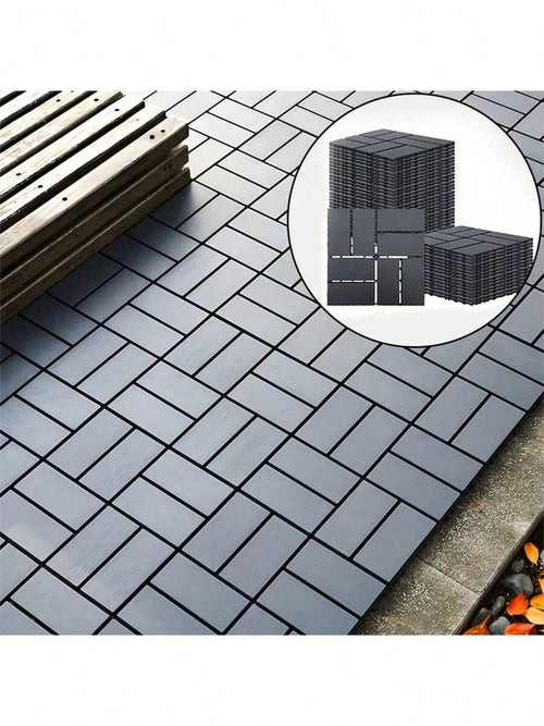 44 Pack 12"X12" Plastic Interlocking Deck Tiles- Waterproof Outdoor For All Weather. Ideal For Poolside, Balcony And Backyard. Gray