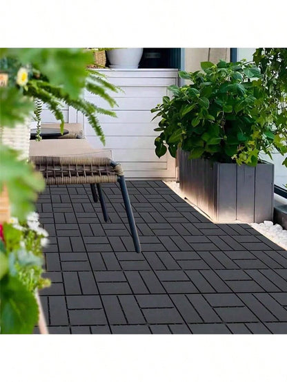 44 Pack 12"X12" Plastic Interlocking Deck Tiles- Waterproof Outdoor For All Weather. Ideal For Poolside, Balcony And Backyard. Gray