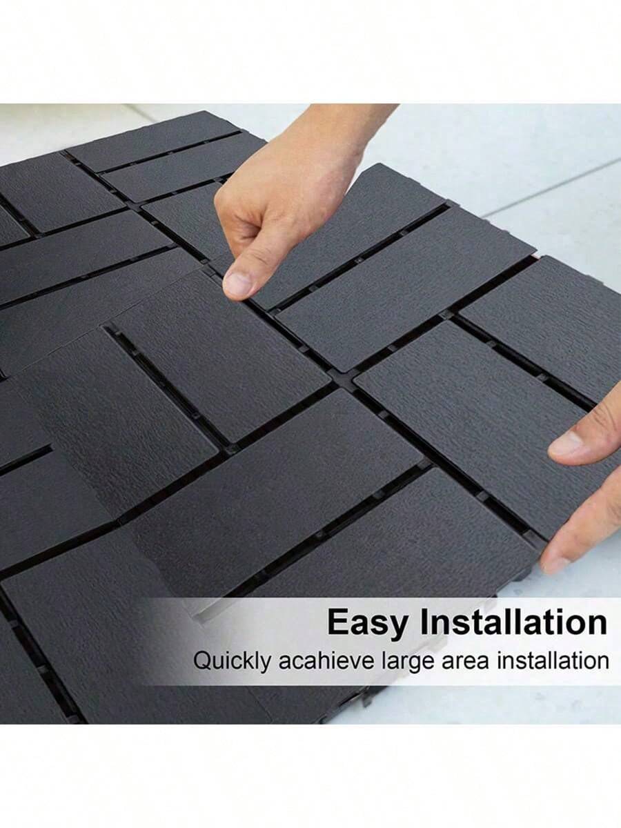 44 Pack 12"X12" Plastic Interlocking Deck Tiles- Waterproof Outdoor For All Weather. Ideal For Poolside, Balcony And Backyard. Gray