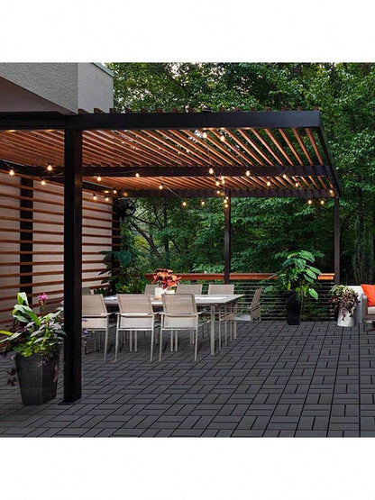 44 Pack 12"X12" Plastic Interlocking Deck Tiles- Waterproof Outdoor For All Weather. Ideal For Poolside, Balcony And Backyard. Gray