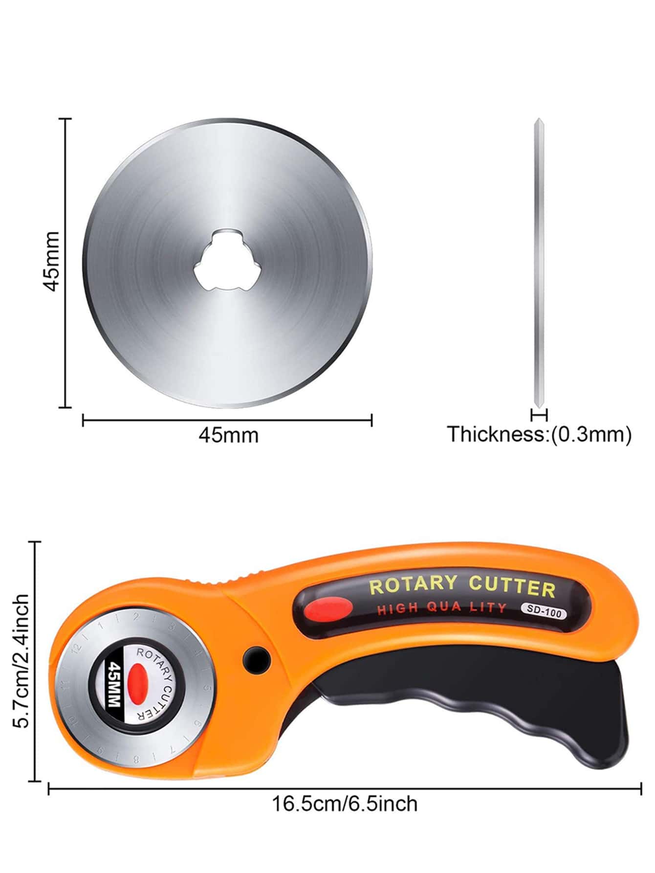 45mm Rotary Cutter With 5 Replacement Blades Lock Rotary Cutter Set Sewing Cutting Tool For Fabric Papers Leather Crafts