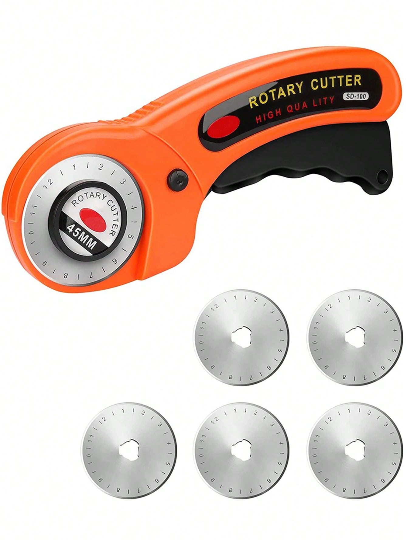 45mm Rotary Cutter With 5 Replacement Blades Lock Rotary Cutter Set Sewing Cutting Tool For Fabric Papers Leather Crafts