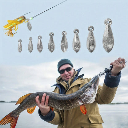 45pcs Fishing Weight Set- Assorted Hexagon And Teardrop Shaped Lead Sinkers With Rings, 1/8 Oz To 2 Oz- Ideal For Sea Fishing And Drop Shot Casting