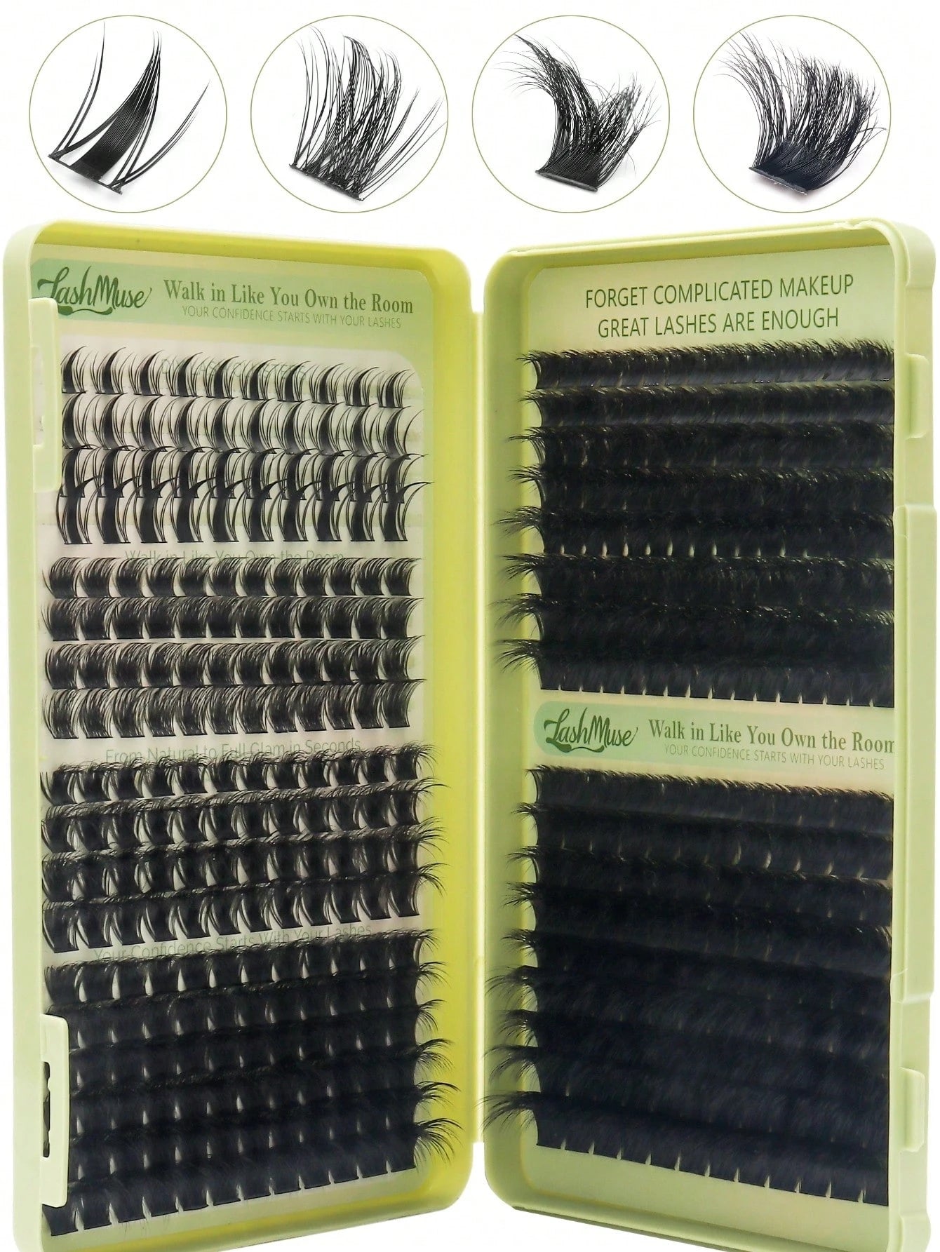 460 Clusters Large Capacity D-Curl Fluffy False Eyelash Book, 120D+200D Dual Density Combination, 8-16MM Mixed Length, Segmented Single Cluster Design For Free Matching, Create Dense Voluminous And Na