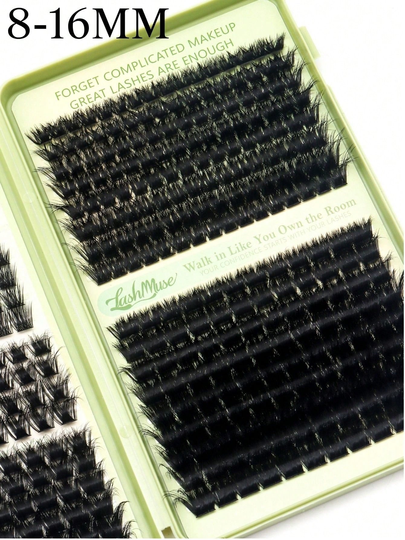 460 Clusters Large Capacity D-Curl Fluffy False Eyelash Book, 120D+200D Dual Density Combination, 8-16MM Mixed Length, Segmented Single Cluster Design For Free Matching, Create Dense Voluminous And Na