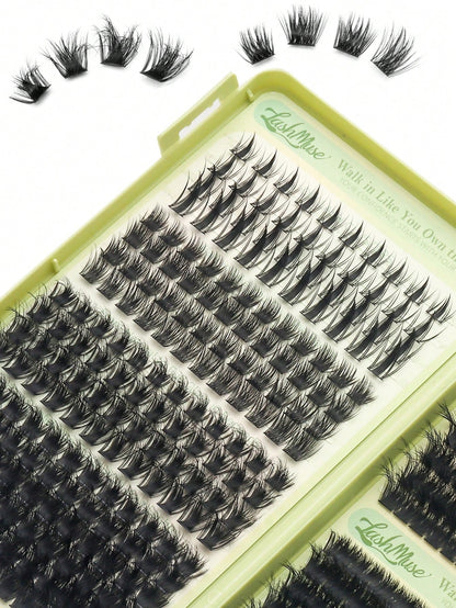 460 Clusters Large Capacity D-Curl Fluffy False Eyelash Book, 120D+200D Dual Density Combination, 8-16MM Mixed Length, Segmented Single Cluster Design For Free Matching, Create Dense Voluminous And Na