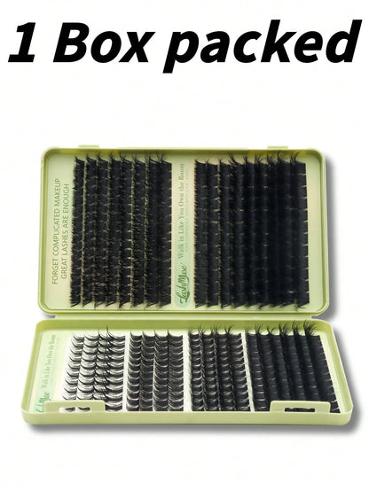 460 Clusters Large Capacity D-Curl Fluffy False Eyelash Book, 120D+200D Dual Density Combination, 8-16MM Mixed Length, Segmented Single Cluster Design For Free Matching, Create Dense Voluminous And Na