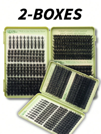 460 Clusters Large Capacity D-Curl Fluffy False Eyelash Book, 120D+200D Dual Density Combination, 8-16MM Mixed Length, Segmented Single Cluster Design For Free Matching, Create Dense Voluminous And Na