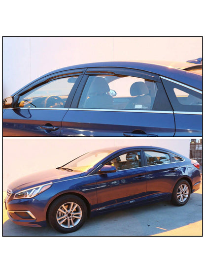 4PC Set Window Visors For 2015-2019 Hyundais' Sonata, Smoked Aero JDM Wind Deflectors Stick On Sun Rain Wind Window Guards, An Ideal Valentine Gift For The Holiday Road Trips