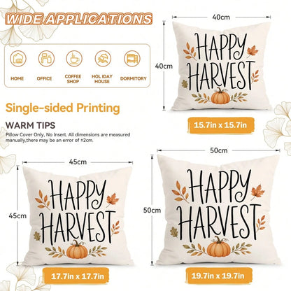 4pcs/1pc Autumn Striped Pumpkin Pillow Case Without Insert, Single-Sided Printed Pillow Case, Suitable For Living Room Bedroom Home Decor, All-Season Pillow Case