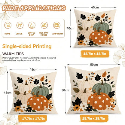 4pcs/1pc Polka Dot Plaid Colorful Pumpkin Floral Pattern Pillowcase, Single-Sided Printed Pillowcase, Suitable For Living Room Bedroom Home Decor, All Season Pillowcase