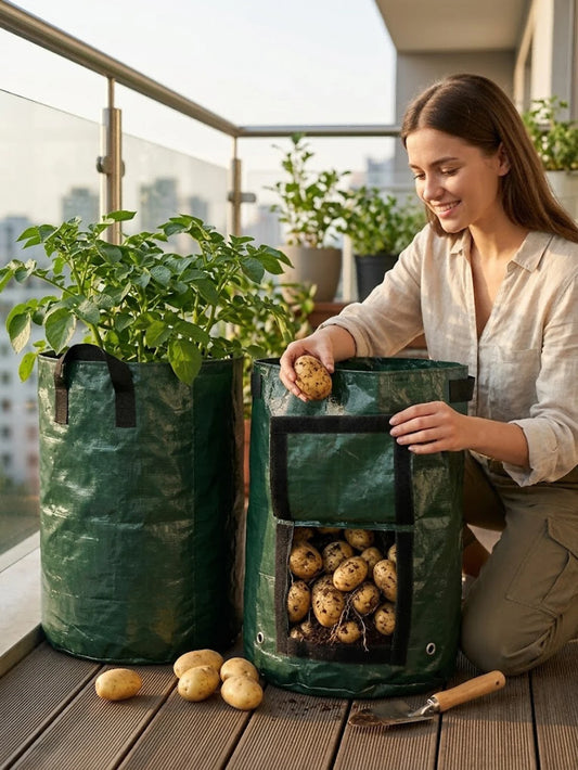 4pcs/2pcs/1pc Potato Grow Bags, Durable Fabric Garden Planter With Flap And Handle, Spring Planting Bag, Plant Growth Bag, Potato Vegetable Plant Cultivation Grow Bucket With Door