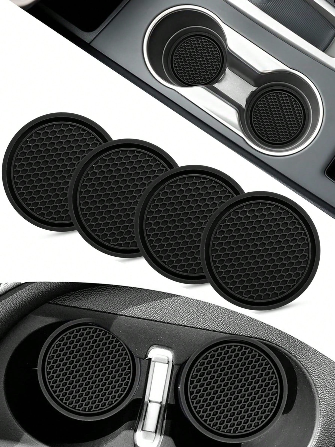 4pcs/2pcs/1pc Universal Car Anti-Slip Cup Holder Mat, Embedded Silicone Cup Pad, Car Interior Accessory Set (7cm/2.75 Inch)