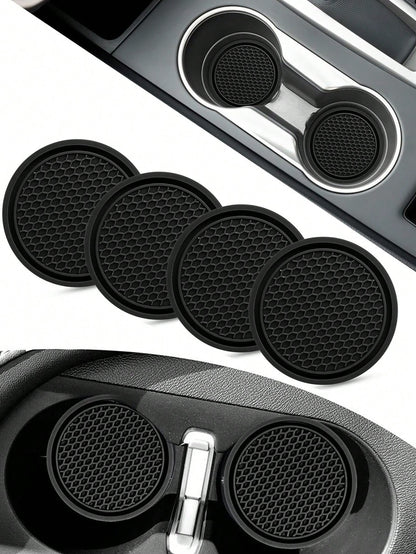 4pcs/2pcs/1pc Universal Car Anti-Slip Cup Holder Mat, Embedded Silicone Cup Pad, Car Interior Accessory Set (7cm/2.75 Inch)