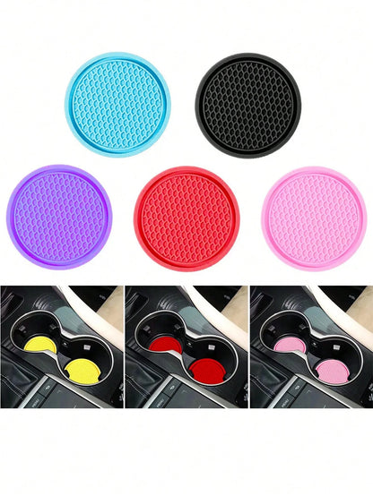 4pcs/2pcs/1pc Universal Car Anti-Slip Cup Holder Mat, Embedded Silicone Cup Pad, Car Interior Accessory Set (7cm/2.75 Inch)