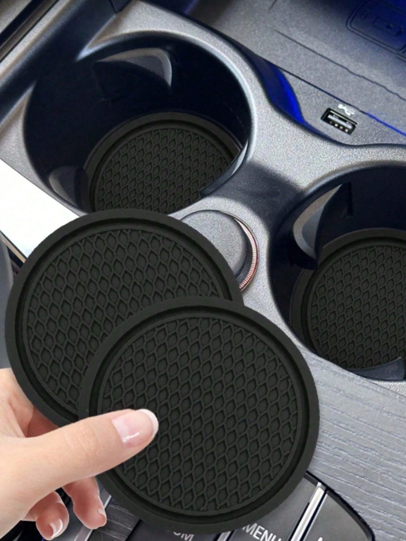4pcs/2pcs/1pc Universal Car Anti-Slip Cup Holder Mat, Embedded Silicone Cup Pad, Car Interior Accessory Set (7cm/2.75 Inch)