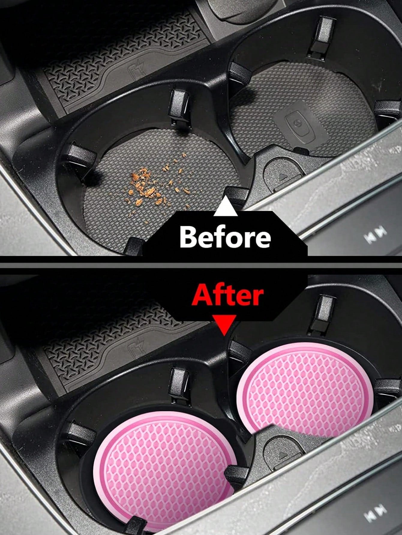 4pcs/2pcs/1pc Universal Car Anti-Slip Cup Holder Mat, Embedded Silicone Cup Pad, Car Interior Accessory Set (7cm/2.75 Inch)