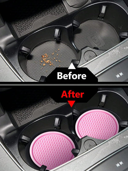 4pcs/2pcs/1pc Universal Car Anti-Slip Cup Holder Mat, Embedded Silicone Cup Pad, Car Interior Accessory Set (7cm/2.75 Inch)
