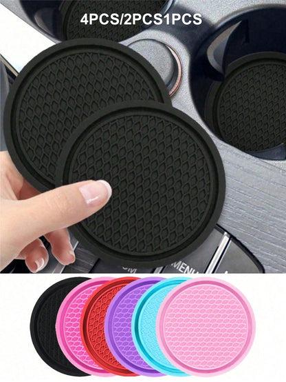 4pcs/2pcs/1pc Universal Car Anti-Slip Cup Holder Mat, Embedded Silicone Cup Pad, Car Interior Accessory Set (7cm/2.75 Inch)