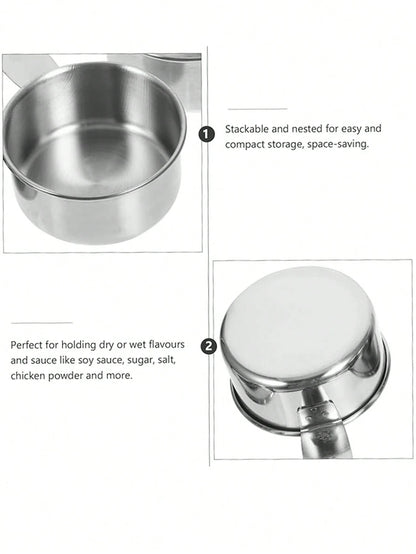 4pcs/8pcs Stainless Steel Measuring Cup And Spoon Set, Coffee, Spices, Baking, Kitchen Tools Measuring Utensils