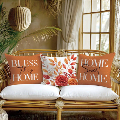 4pcs Autumn Maple Leaf & Berry Pattern Cushion Covers, Single-Sided Printed Skin-Friendly Peach Skin Velvet Material, 45*45CM Throw Pillow Covers Suitable For Room Decoration, Indoor Sofa Living Room