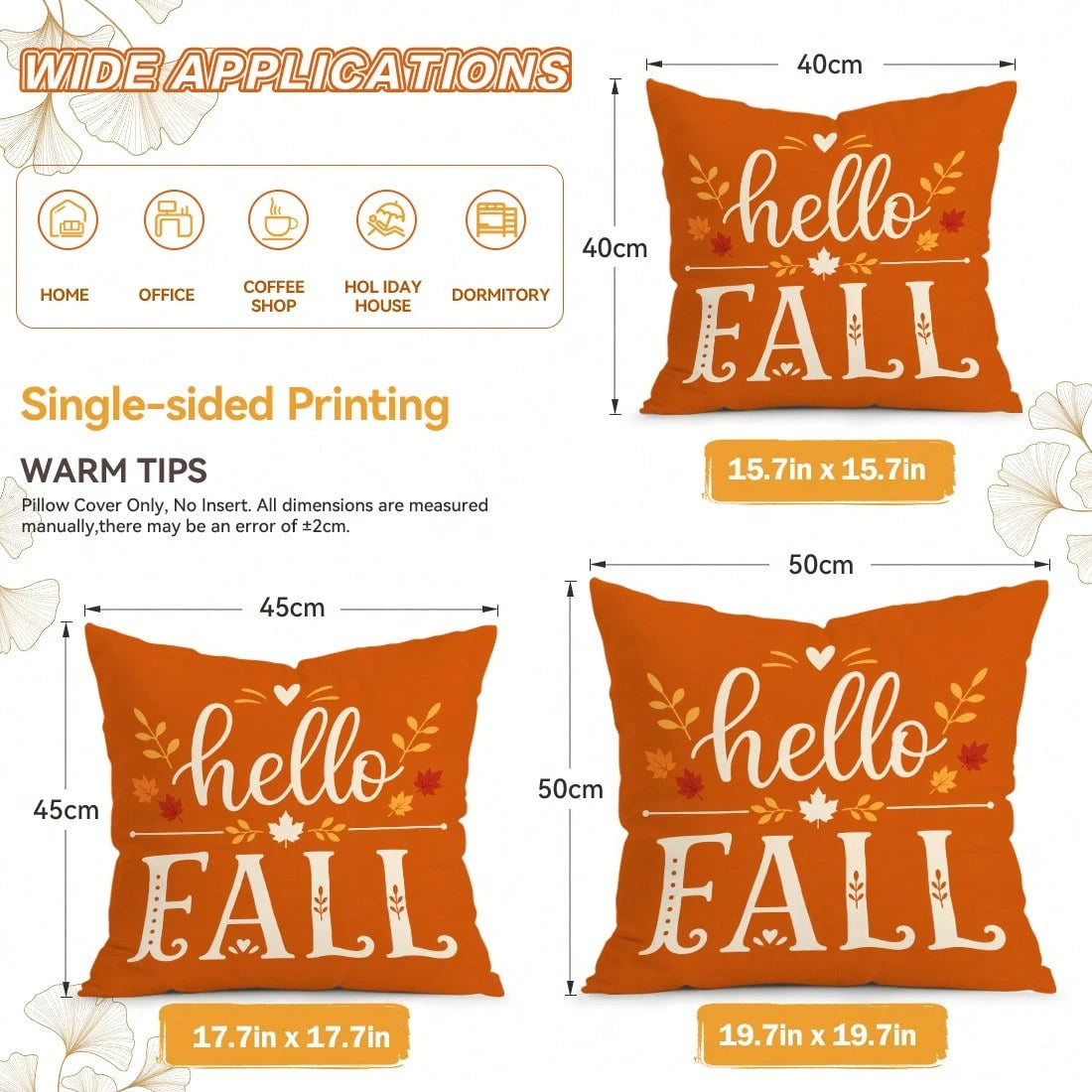 4pcs Autumn Maple Leaf Pumpkin Decorative Pattern Pillow Covers Without Inserts, Single-Sided Printed Pillow Covers, Suitable For Living Room Bedroom Home Decor, All-Season Pillow Covers
