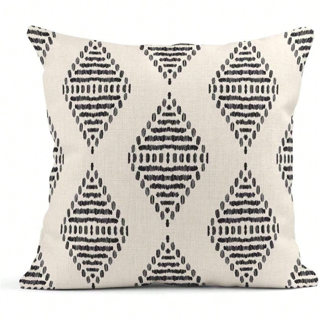 4pcs Bohemian Style Black Herringbone Pattern Creative Decorative Outdoor Throw Pillow Covers, Home Decor, Single-Sided Design, Pillow Insert Not Included