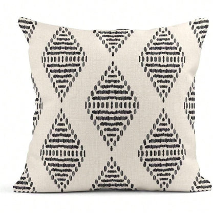 4pcs Bohemian Style Black Herringbone Pattern Creative Decorative Outdoor Throw Pillow Covers, Home Decor, Single-Sided Design, Pillow Insert Not Included