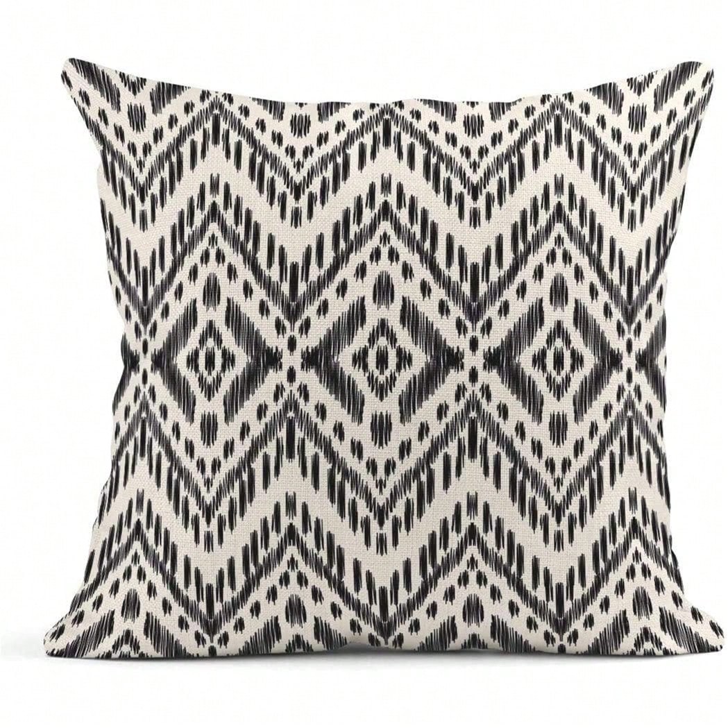 4pcs Bohemian Style Black Herringbone Pattern Creative Decorative Outdoor Throw Pillow Covers, Home Decor, Single-Sided Design, Pillow Insert Not Included